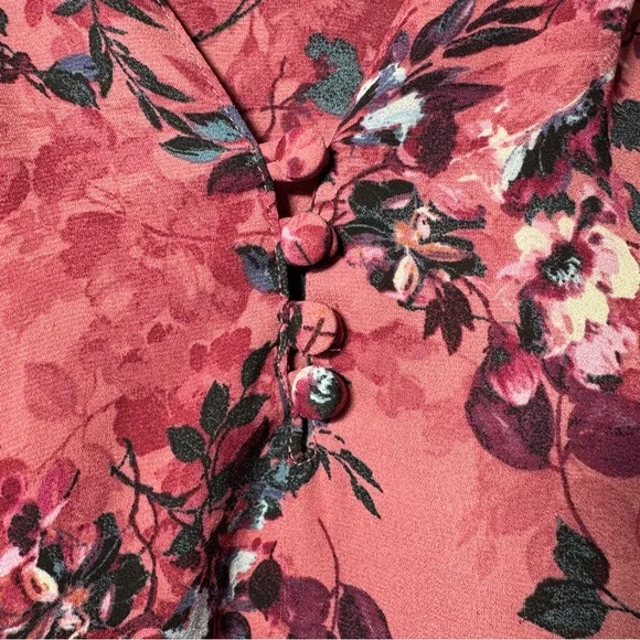 Torrid Georgette Floral Puff Sleeve Peasant Blouse 2X Pink - Picture 8 of 13